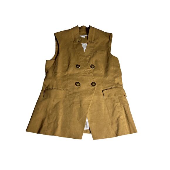 Veronica Beard Womens Amika Vest Sz 14 Camel Linen Corpcore Office Siren - Picture 3 of 13